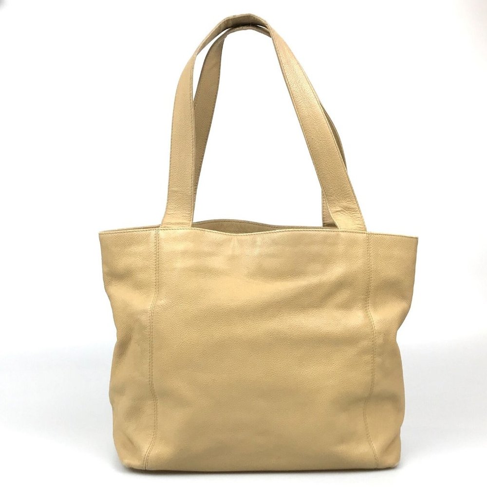 large CHANEL HAND BAG TOTE BAG leather Caviar Skin Beige Authenic tan shopper - Picture 4 of 11